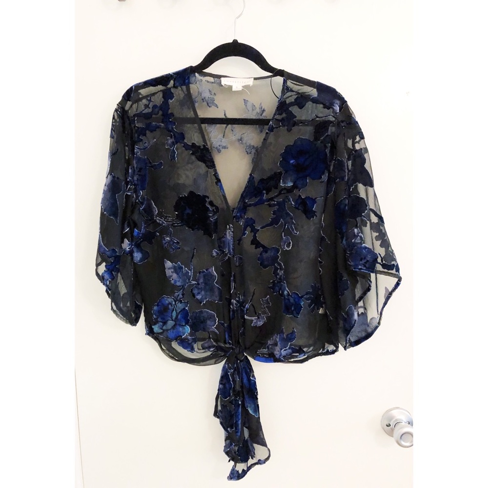Love Stitch Velvet Appliqué Tie Top